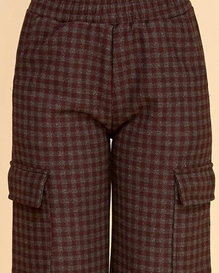 FUR25 PLAID CARGO PANTS WITH FUR