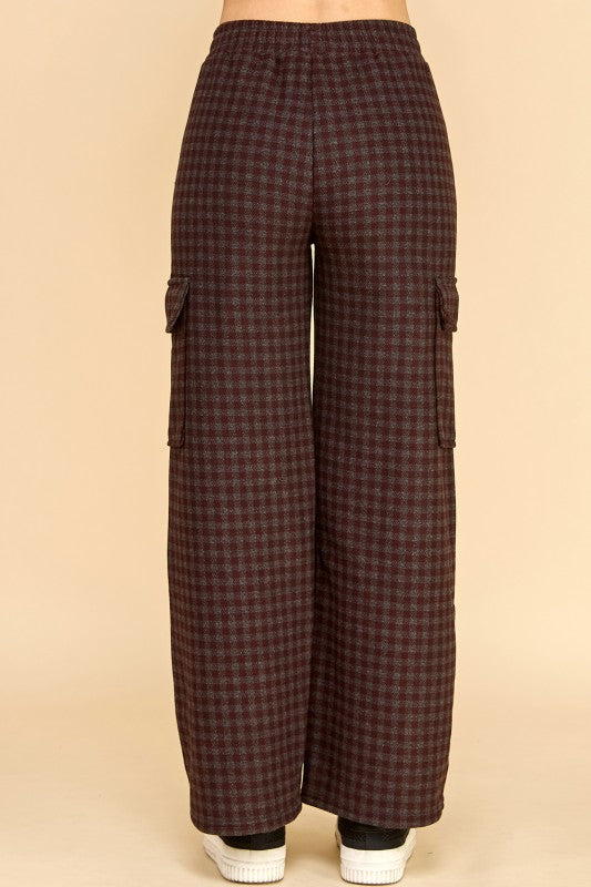 FUR25 PLAID CARGO PANTS WITH FUR
