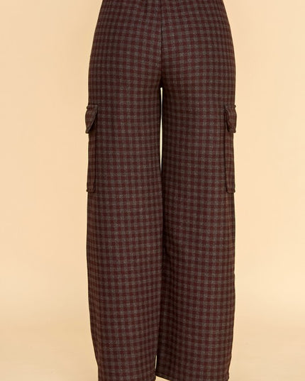 FUR25 PLAID CARGO PANTS WITH FUR