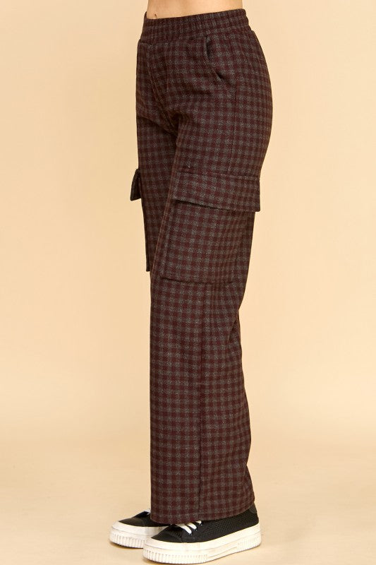 FUR25 PLAID CARGO PANTS WITH FUR