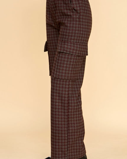 FUR25 PLAID CARGO PANTS WITH FUR