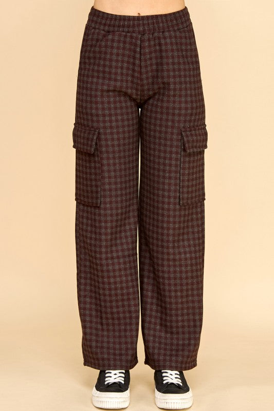 FUR25 PLAID CARGO PANTS WITH FUR