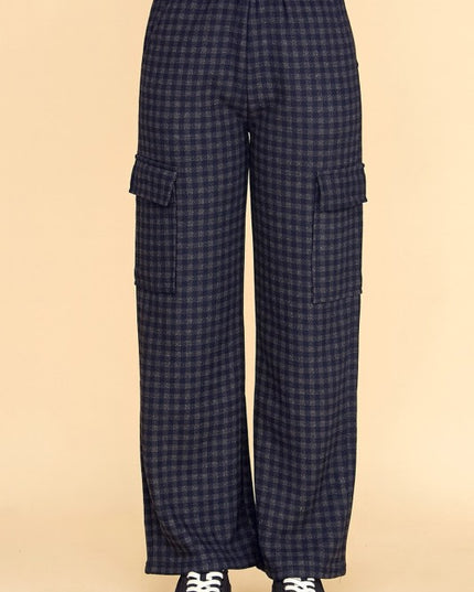 FUR25 PLAID CARGO PANTS WITH FUR