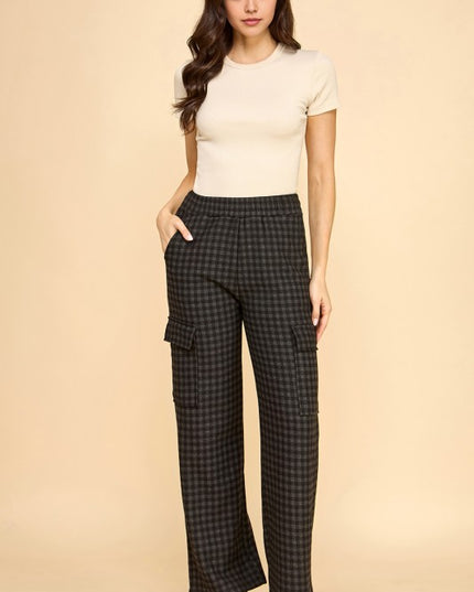 FUR25 PLAID CARGO PANTS WITH FUR