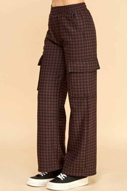 FUR25 PLAID CARGO PANTS WITH FUR