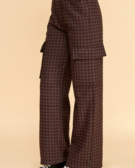 FUR25 PLAID CARGO PANTS WITH FUR