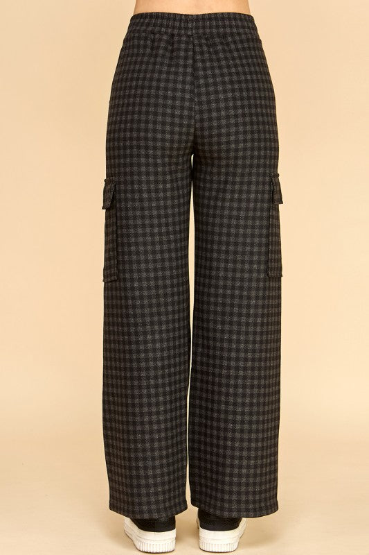 CK25 PLAID DRAWSTRING CARGO PANTS