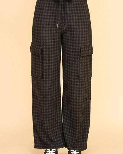CK25 PLAID DRAWSTRING CARGO PANTS