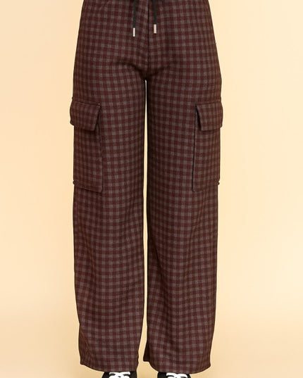 CK25 PLAID DRAWSTRING CARGO PANTS