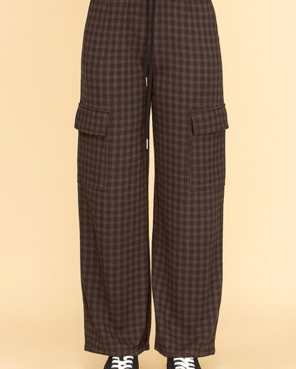 CK25 PLAID DRAWSTRING CARGO PANTS