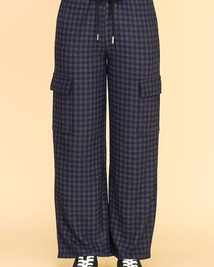 CK25 PLAID DRAWSTRING CARGO PANTS