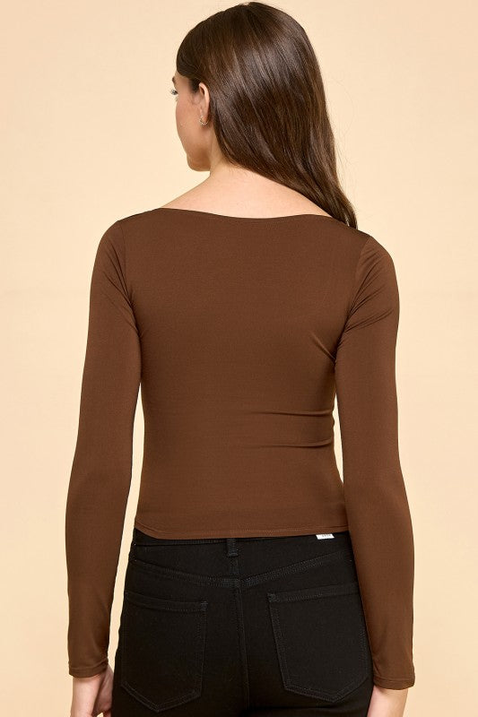DLT25L CREPE SCOOP NECK LONG SLEEVE TOP