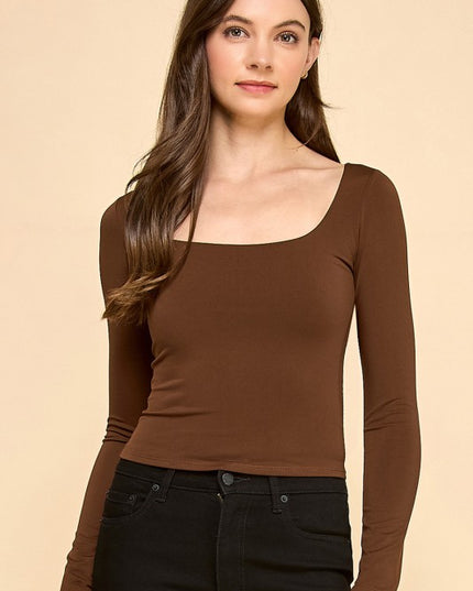 DLT25L CREPE SCOOP NECK LONG SLEEVE TOP