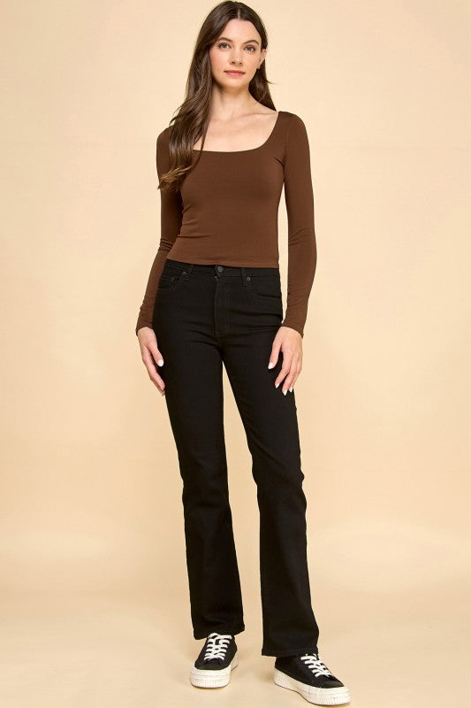 DLT25L CREPE SCOOP NECK LONG SLEEVE TOP