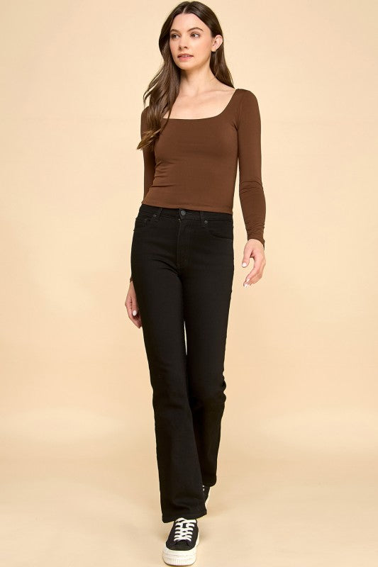 DLT25L CREPE SCOOP NECK LONG SLEEVE TOP