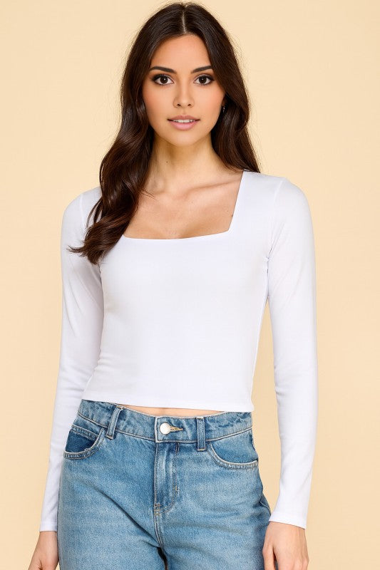 DLT26L SQUARE NECK LONG SLEEVE TOP
