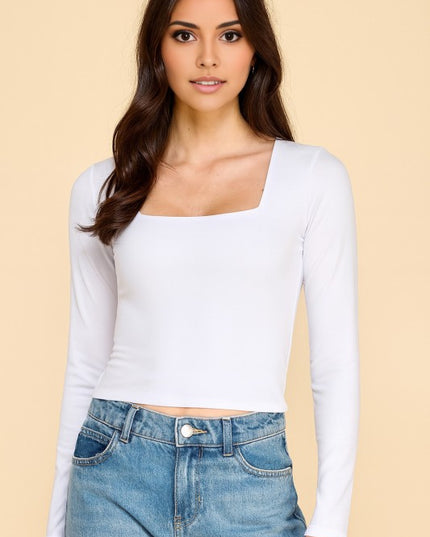 DLT26L SQUARE NECK LONG SLEEVE TOP