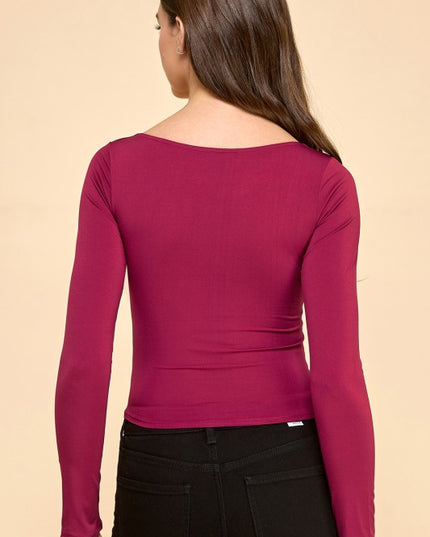 DLT26L SQUARE NECK LONG SLEEVE TOP