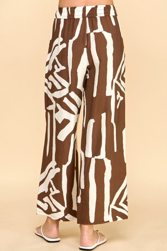 LELIS-08 UNIQUE PRINT WIDE LEG PANTS