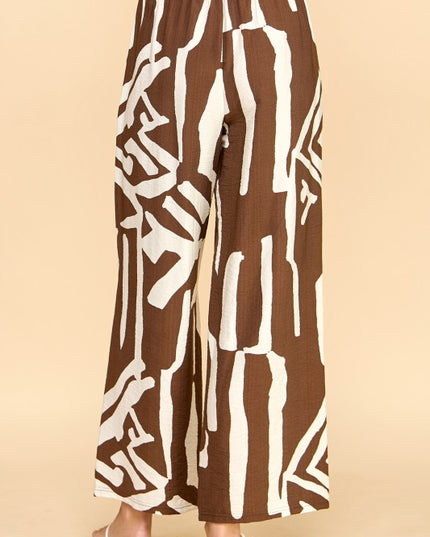LELIS-08 UNIQUE PRINT WIDE LEG PANTS