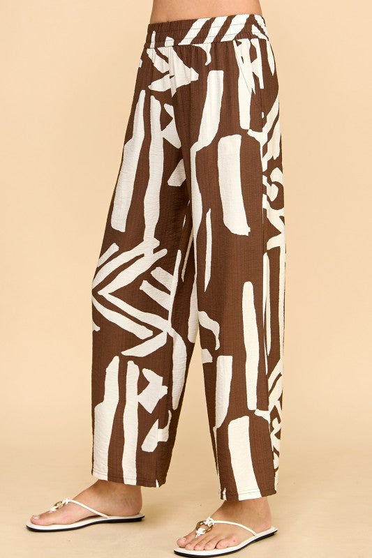 LELIS-08 UNIQUE PRINT WIDE LEG PANTS