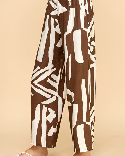 LELIS-08 UNIQUE PRINT WIDE LEG PANTS