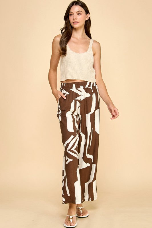 LELIS-08 UNIQUE PRINT WIDE LEG PANTS