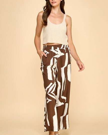 LELIS-08 UNIQUE PRINT WIDE LEG PANTS