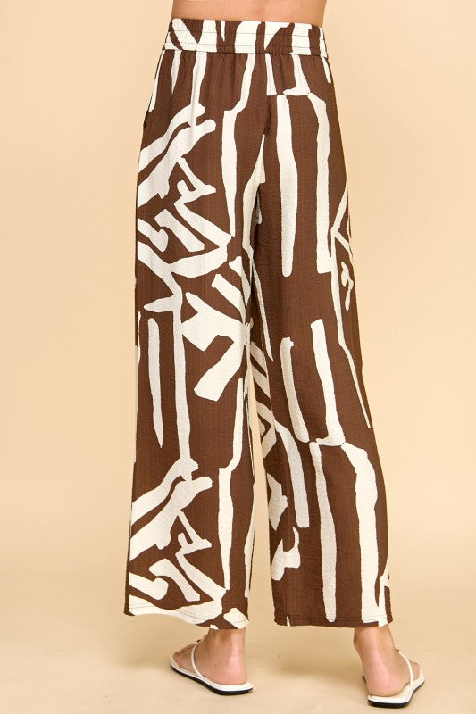 LELIS-08 UNIQUE PRINT WIDE LEG PANTS