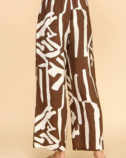 LELIS-08 UNIQUE PRINT WIDE LEG PANTS