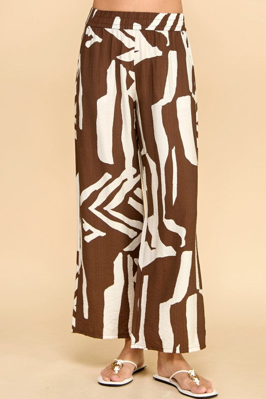 LELIS-08 UNIQUE PRINT WIDE LEG PANTS