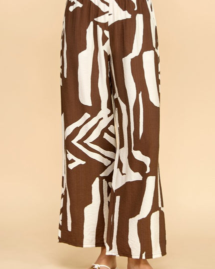 LELIS-08 UNIQUE PRINT WIDE LEG PANTS