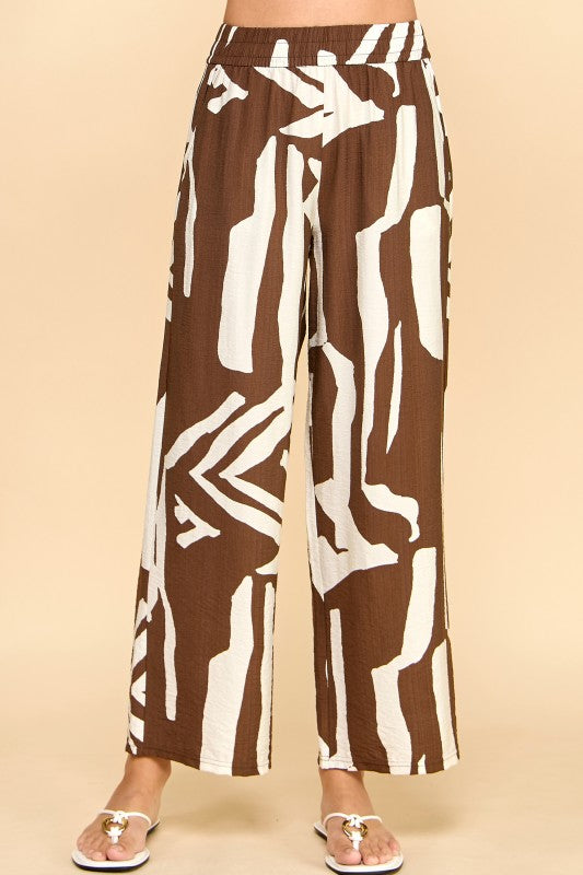 LELIS-08 UNIQUE PRINT WIDE LEG PANTS