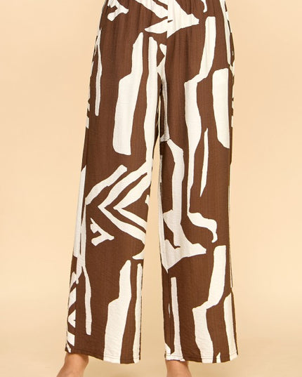 LELIS-08 UNIQUE PRINT WIDE LEG PANTS
