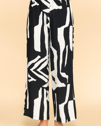 LELIS-08 UNIQUE PRINT WIDE LEG PANTS