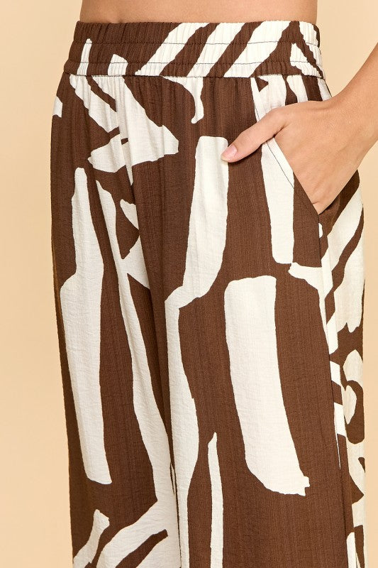 LELIS-08 UNIQUE PRINT WIDE LEG PANTS