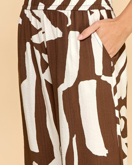 LELIS-08 UNIQUE PRINT WIDE LEG PANTS