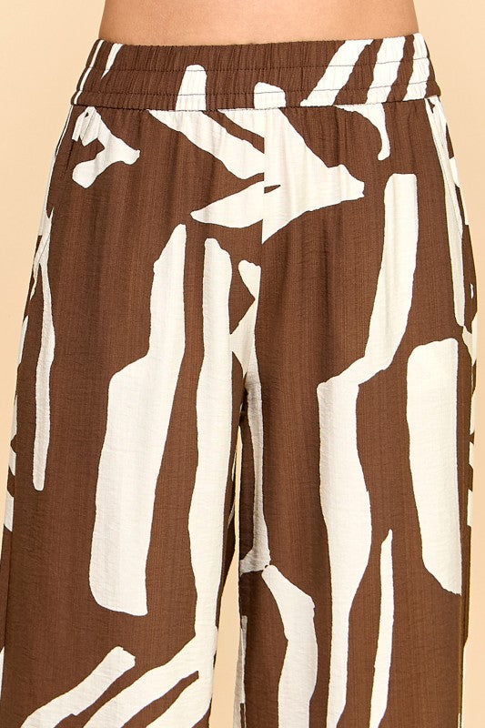 LELIS-08 UNIQUE PRINT WIDE LEG PANTS