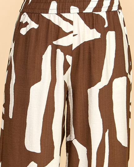 LELIS-08 UNIQUE PRINT WIDE LEG PANTS