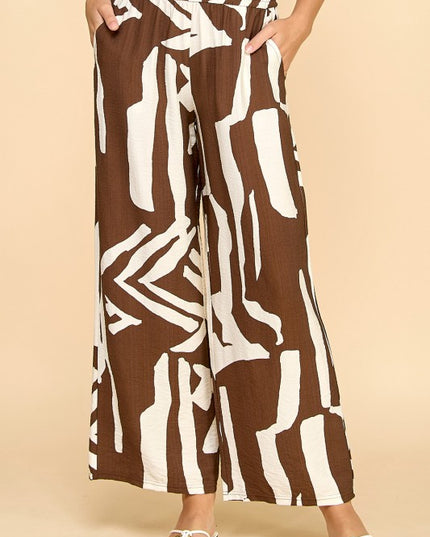 LELIS-08 UNIQUE PRINT WIDE LEG PANTS
