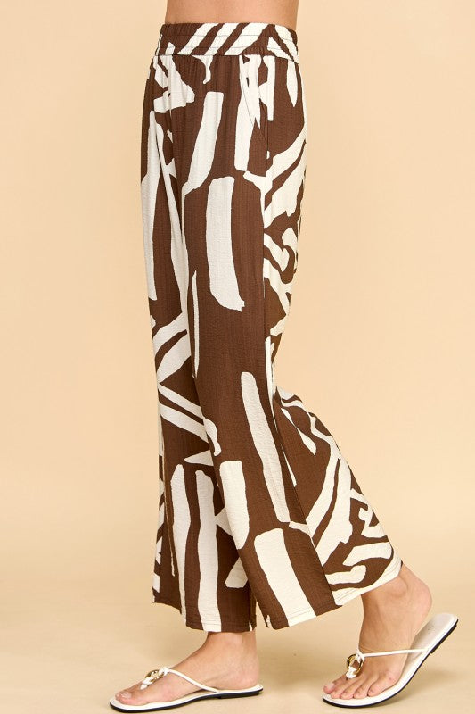 LELIS-08 UNIQUE PRINT WIDE LEG PANTS