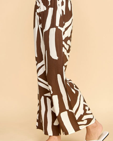 LELIS-08 UNIQUE PRINT WIDE LEG PANTS