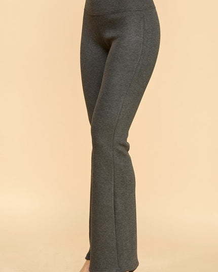 CF102X PLUS SIZE HIGH RISE FUR LINED WIDE LEG YOGA PANTS