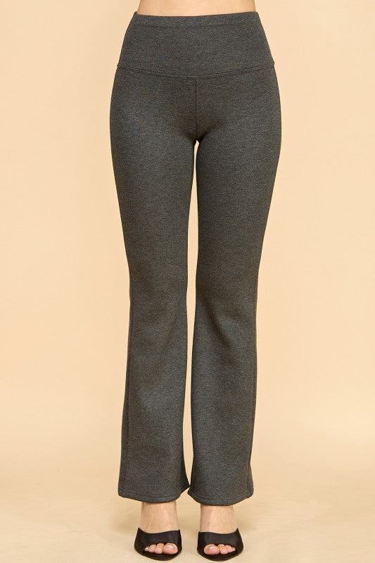 CF102X PLUS SIZE HIGH RISE FUR LINED WIDE LEG YOGA PANTS