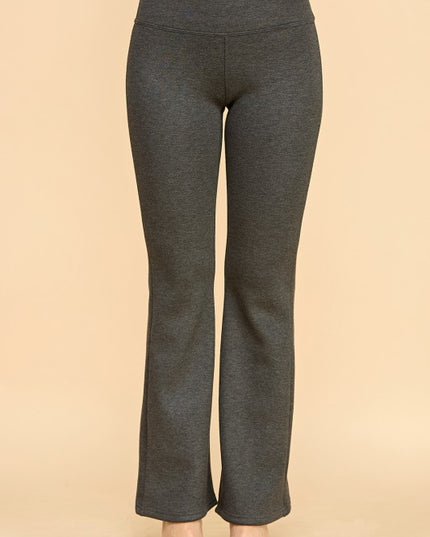 CF102X PLUS SIZE HIGH RISE FUR LINED WIDE LEG YOGA PANTS