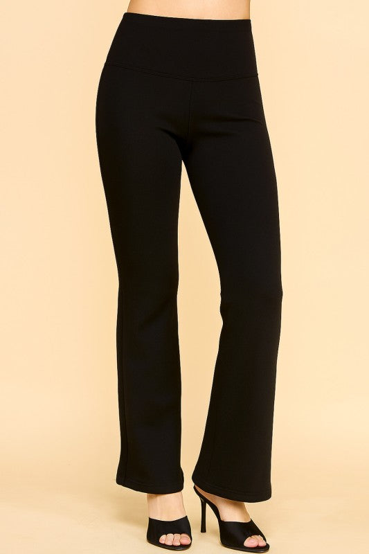 CF102X PLUS SIZE HIGH RISE FUR LINED WIDE LEG YOGA PANTS