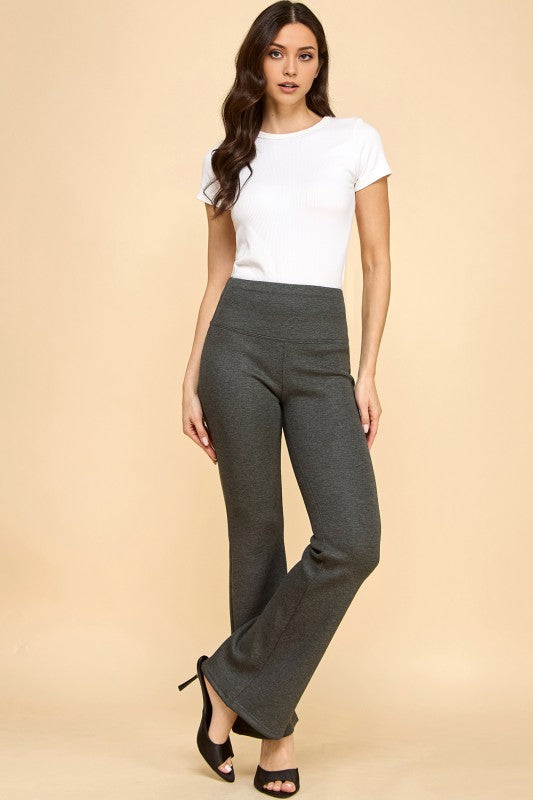 CF102X PLUS SIZE HIGH RISE FUR LINED WIDE LEG YOGA PANTS