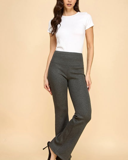 CF102X PLUS SIZE HIGH RISE FUR LINED WIDE LEG YOGA PANTS