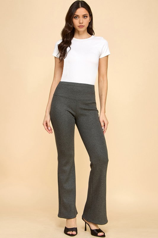 CF102X PLUS SIZE HIGH RISE FUR LINED WIDE LEG YOGA PANTS