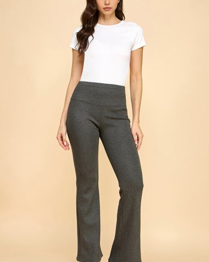 CF102X PLUS SIZE HIGH RISE FUR LINED WIDE LEG YOGA PANTS